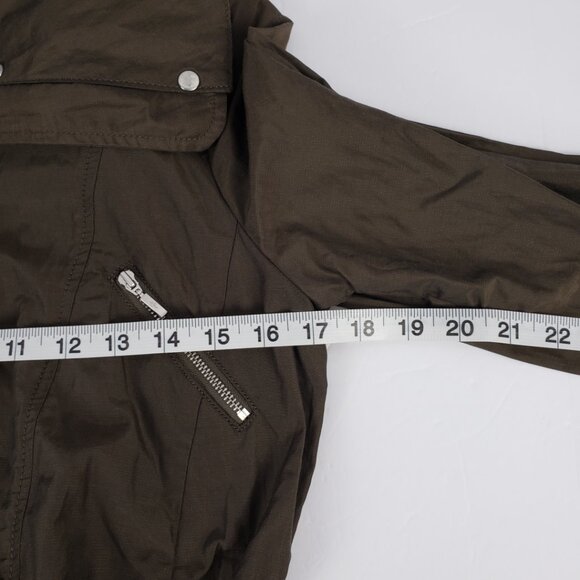 COLE HAAN Sz PXS Olive Green Jacket Adjustable Women Petite Pockets Utility Coat - Picture 13 of 15